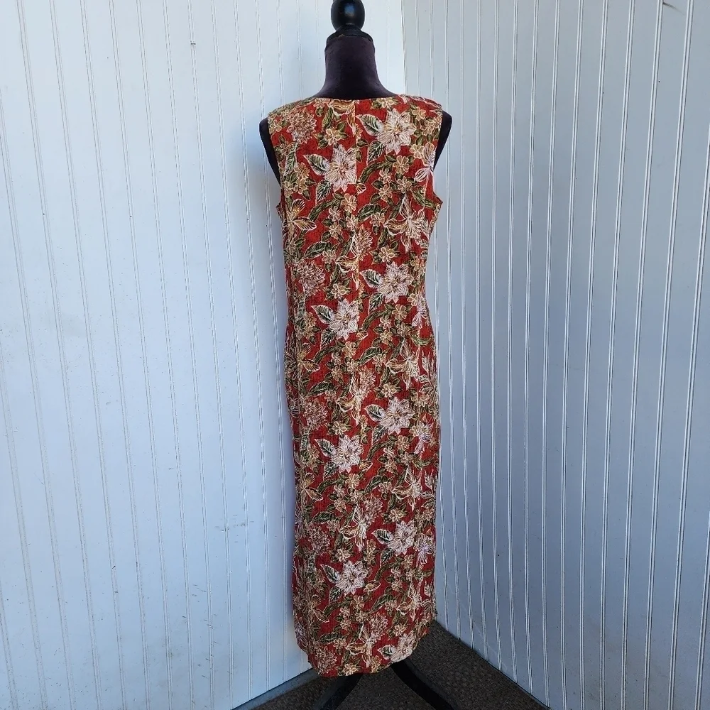 NWT Style & Co. Collection Dress 100% Silk Maxi Tilts & Liner Tropical Red 10P